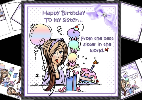 8x8 happy birthday to my sister mini kit