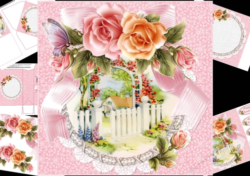 8x8 country cottage with spring roses mini kit