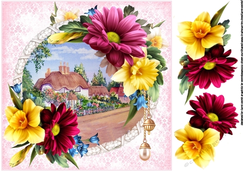 8x8 country cottage with spring flowers mini kit