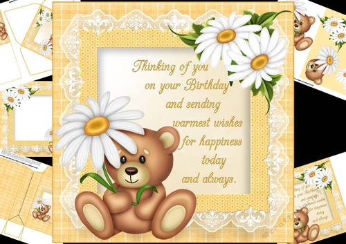 8x8 daisy bear with birthday wishes mini kit
