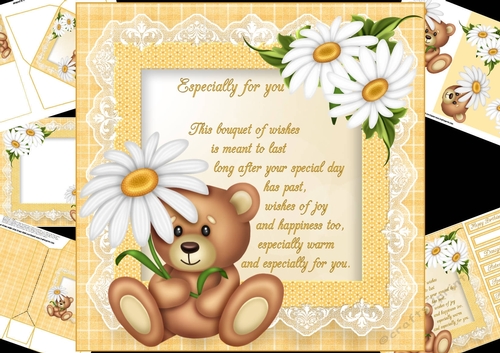 8x8 daisy bear with generic wishes mini kit