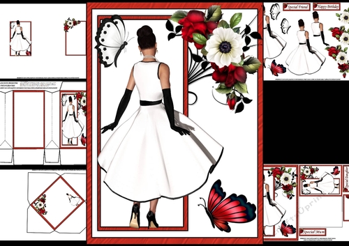 Fashionista with flowers and butterflies 1