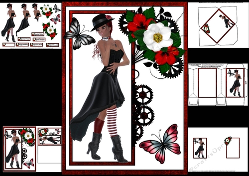 steampunk fashionista with flowers and butterflies 1