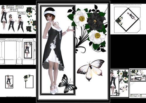 Roaring 20s fashionista with flowers and butterflies mini kit
