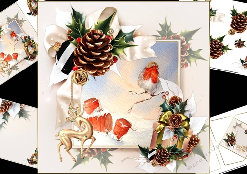 8x8 white Christmas with robins mini kit