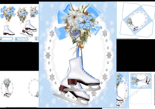 ice skates blue Christmas mini kit