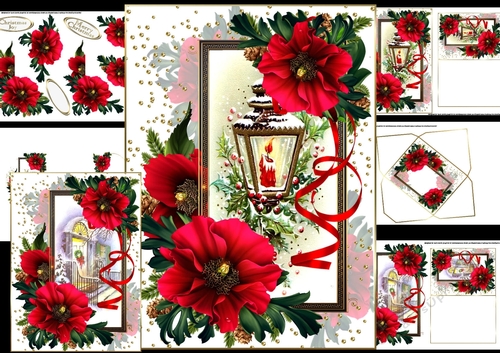 The Christmas lantern and door choice of 2 scenes mini kit
