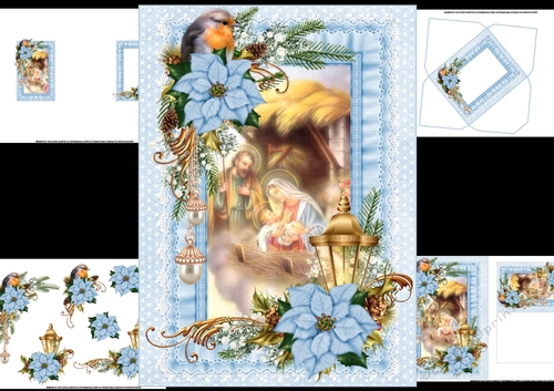 Christmas Robin with nativity scene mini kit