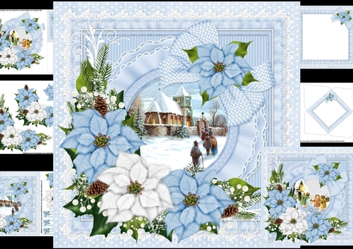 8x8 vintage Christmas choice of two scenes mini kit