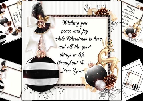 8x8 black white and gold Christmas with verse mini kit