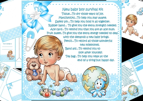 8x8 new baby boy survival kit mini kit