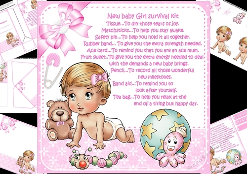 8x8 new baby girl survival kit mini kit
