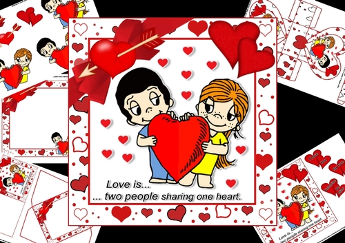 7x7 Love is....sharing one heart mini kit