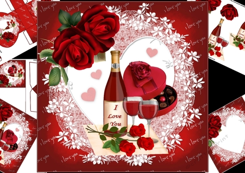 8x8 wine and roses for my love mini kit
