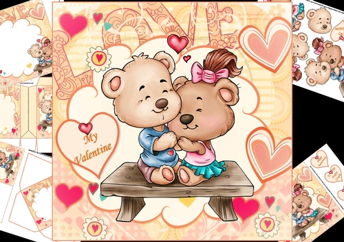 8x8 bear hugs love, valentine anniversary engagement mini kit