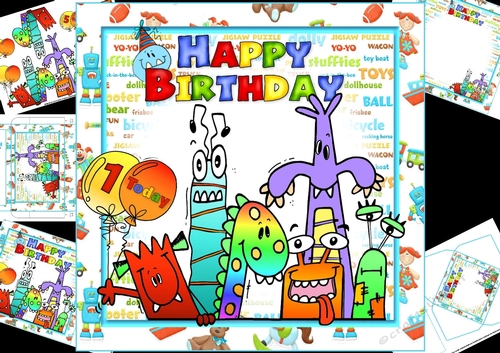 8x8 monster birthday wishes 2 mini kit