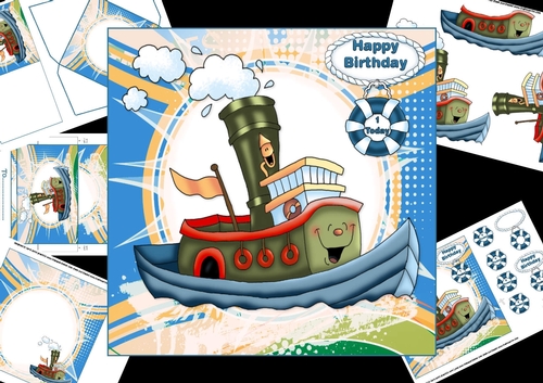 7x7 fun tug boat birthday 1 mini kit