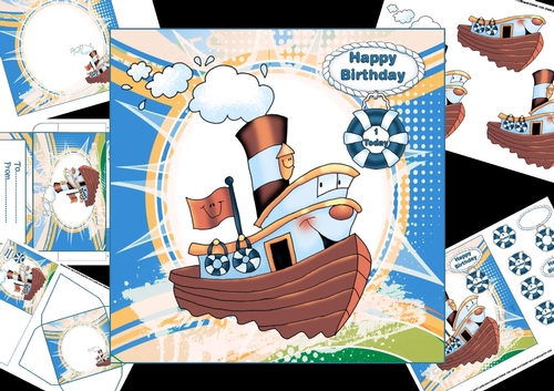 7x7 fun tug boat birthday 3 mini kit