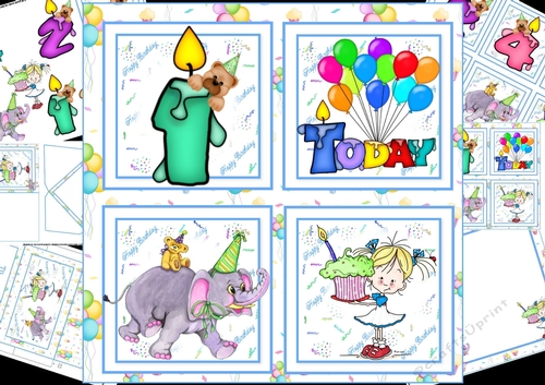 8x8 happy birthday age 1,2,3,4, mini kit