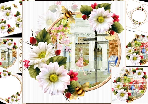 8x8 London town with flowers choice of scenes mini kit