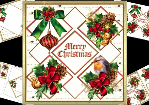8x8 red green and gold Christmas mini kit