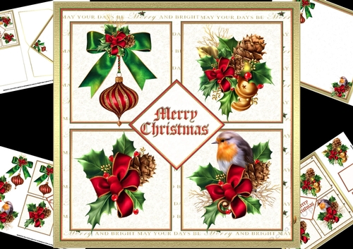 8x8 red green and gold Christmas 2 mini kit