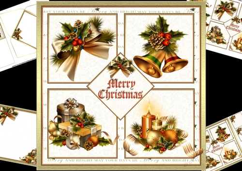 8x8 red green and gold Christmas 3 mini kit