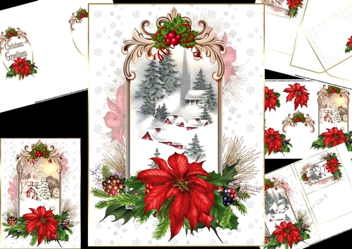 vintage Christmas church choice of scenes mini kit