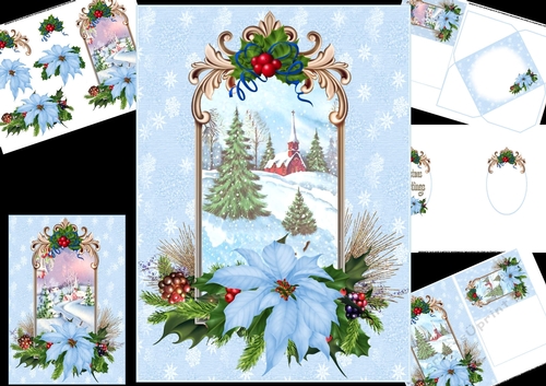vintage Christmas church choice of scenes 2 mini kit