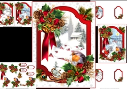 Christmas Robin with choice of two scenes mini kit 2