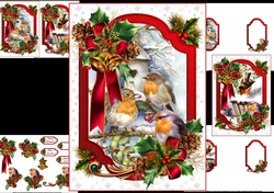 Christmas Robin with choice of two scenes mini kit 3