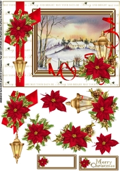 Cottages in the snow decoupage