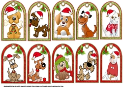 set of ten dog Christmas gift tags