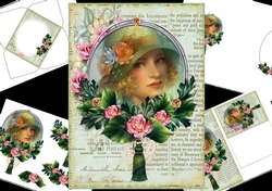 Vintage lady with roses mini kit