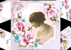 8x8 Cool roses with vintage lady mini kit