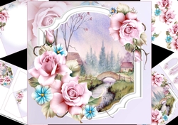 8x8 Cool roses with water colour scene mini kit