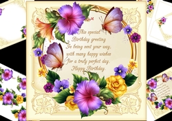 8x8 Floral wreath with birthday verse