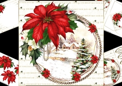 8x8 Snowy Village with beautiful poinsettia mini kit
