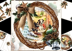8x8 Rustic Christmas Scottie dog scene mini kit