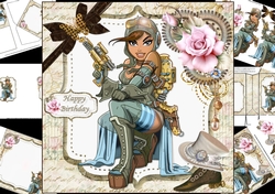8x8 Steampunk style birthday wishes 1 mini kit