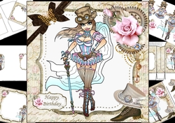 8x8 Steampunk style birthday wishes 2 mini kit