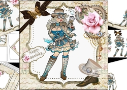 8x8 Steampunk style birthday wishes 4 mini kit