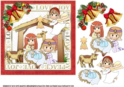 7x7 Peace love & Joy nativity