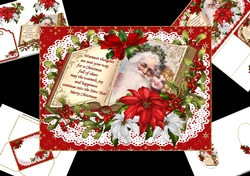 Vintage Santa open book scene mini kit 