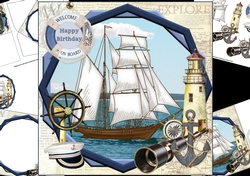 8x8 He loves sailing birthday/fathers day mini kit