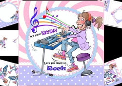 8x8 Rockin birthday wishes mini kit