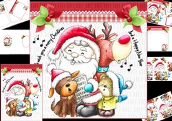 Santa and his pals send Christmas wishes 8x8 & A5 mini kit