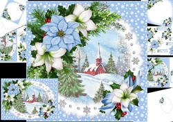 Christmas church with flowers 8x8 & A5 mini kit