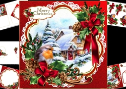 8x8 Christmas Robin with scene mini kit