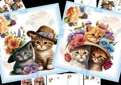 7x7 Cute cats in hats two toppers mini kit 2